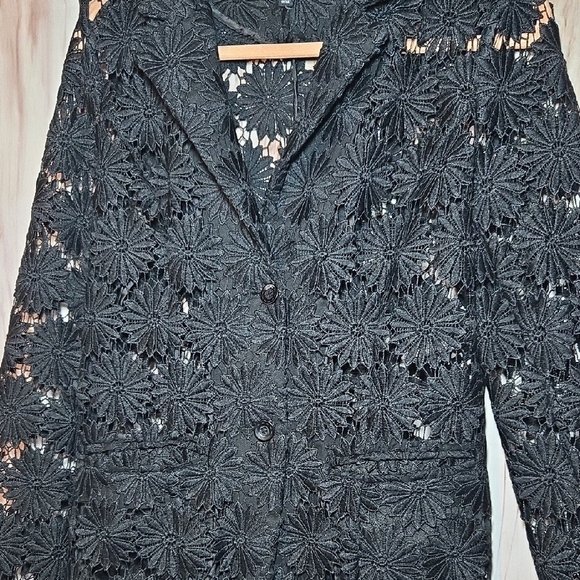 Berek Black Lace Floral Cut Out Blazer Womens Medium - Picture 3 of 10